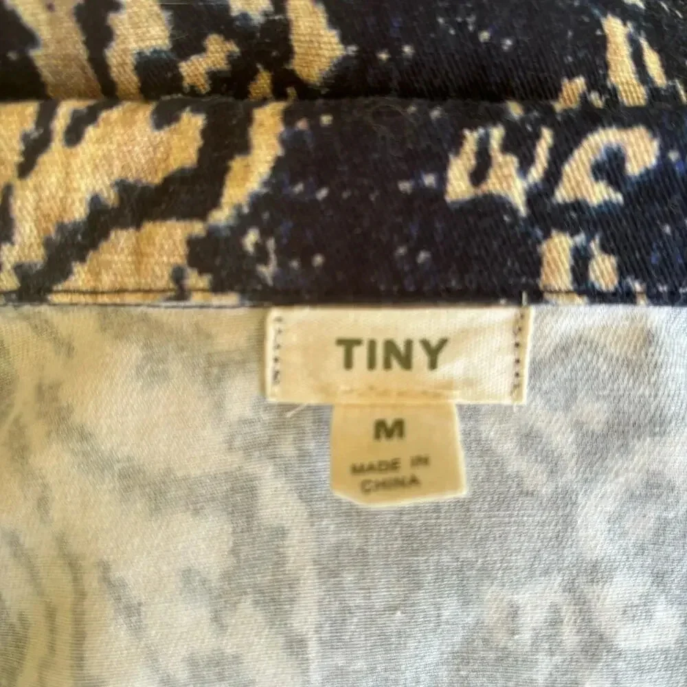 Tiny Anthropologie Ella Romper in Blue Motif Size M Tribal Print in Navy Beige